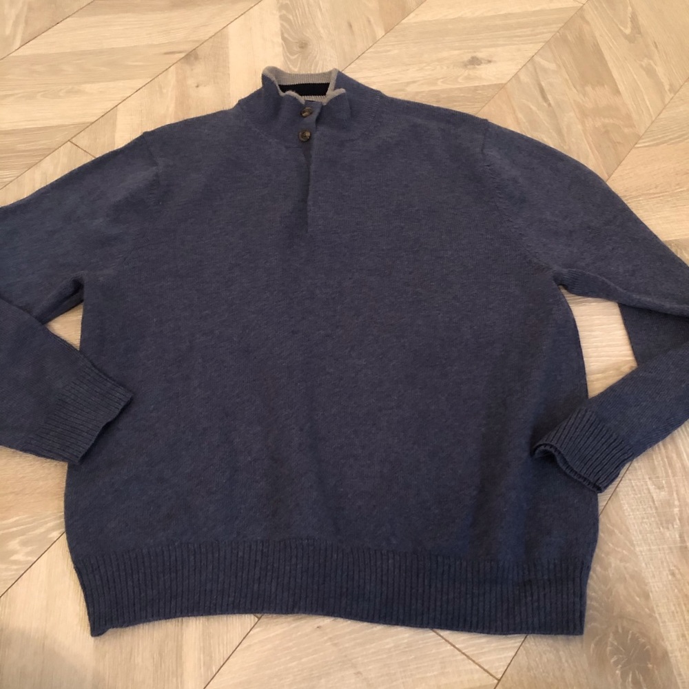 Brooks Brothers Merino Blue Sweater Jacket L
